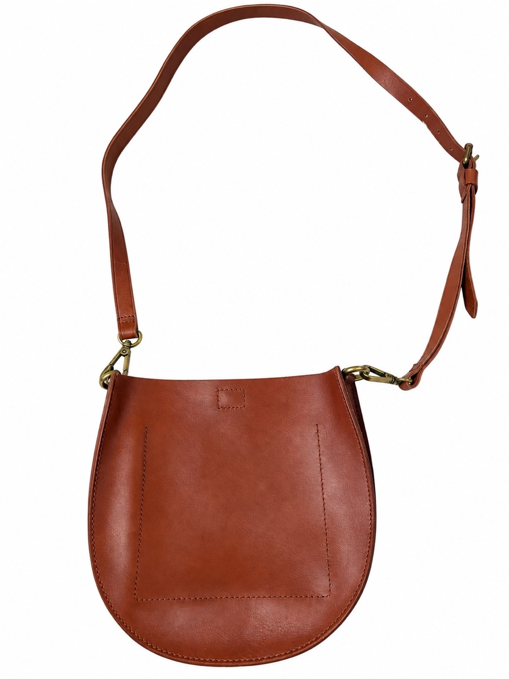 Madewell Cognac Brown Leather Crossbody saddle Bag Adjustable Strap - Picture 2 of 11